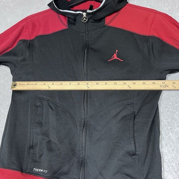 Nike Air Jumpman Sweatshirt Youth Boy Medium Black Red Full Zip-Up Jacket Hoodie - Picture 8 of 12